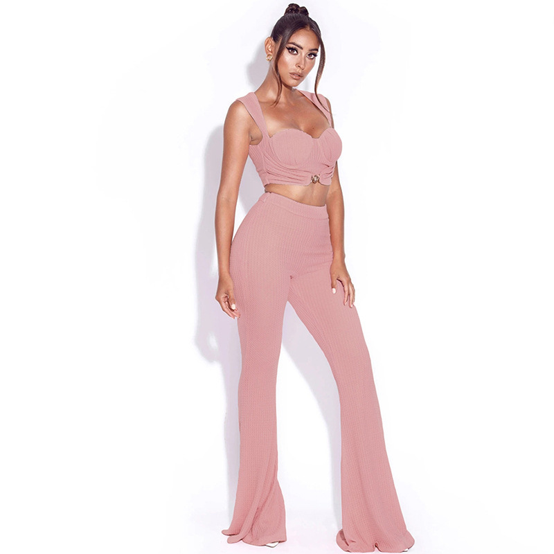 women s new slim high waist vest bag hip wide-leg pants casual suit nihaostyles clothing wholesale NSXPF71178