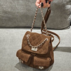 2024ファッション古典的な香り風フロスト牛革バックパック菱格ミニチェーンバッグ女性ファッションバックパック