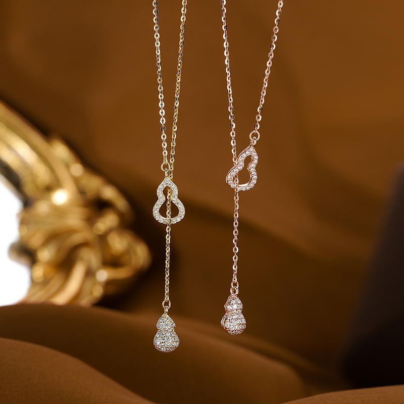 Happy Gourd Necklace Women's Light Luxury Niche Design High-end All-match Tassel Sweater Clavicle Chain Simple Accessories