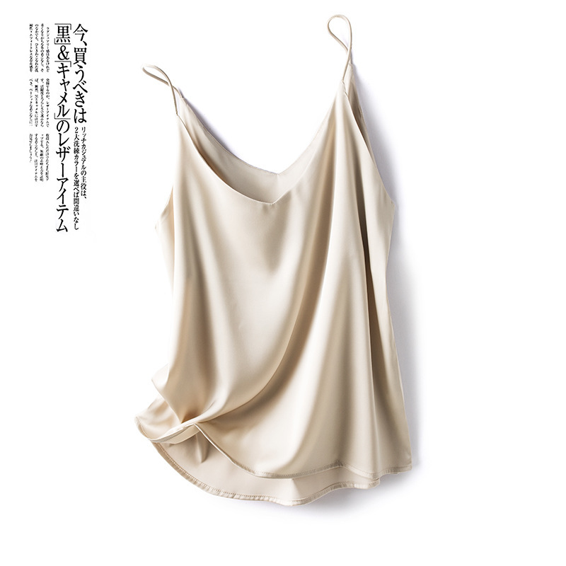 Acetate satin camisole women's spring and summer silk outer wear bottoming sexy V-neck suit inner wear beauty back top Acetate satin camisole women's spring and summer silk outer wear bottoming sexy V-neck suit inner wear beauty back top