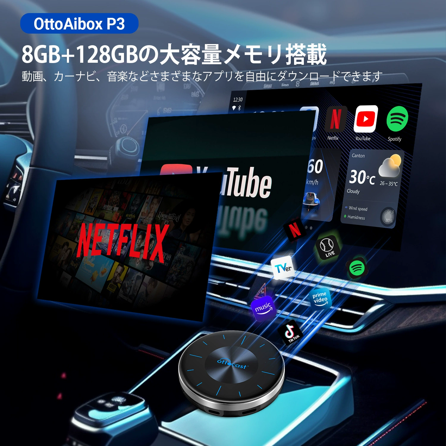 OTTOCAST Япония для P3 Автомобильный ящик Android SIM Ai Box проводной в беспроводной Carplay