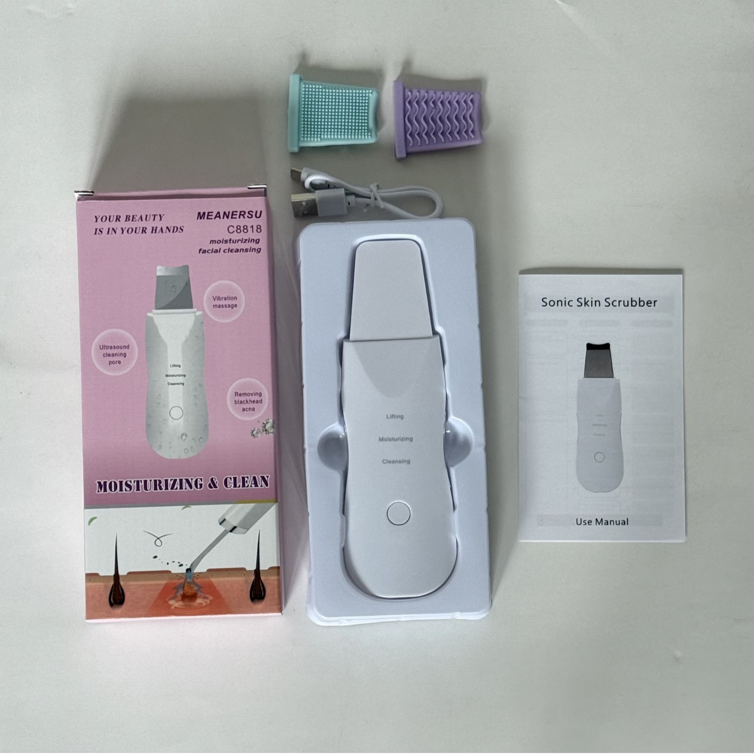 黑头离子导入出面部嫩肤毛孔清洁超声波铲皮机 家用美容仪洁面器