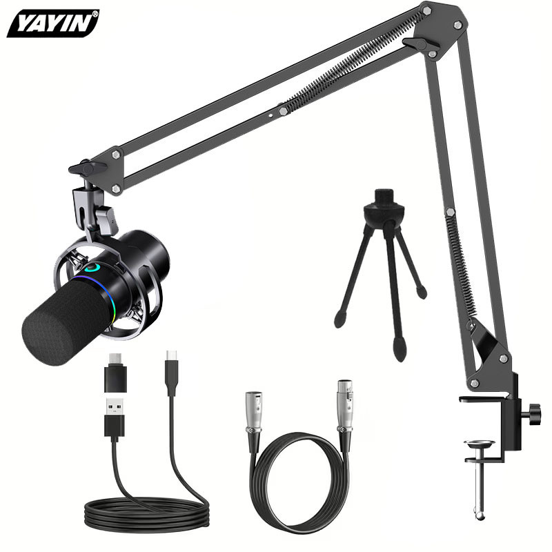 Wm8 Dynamic Computer Usbxlr Microphone Desktop Gaming Rgb Recording Microphone Streamer Live Sound Card