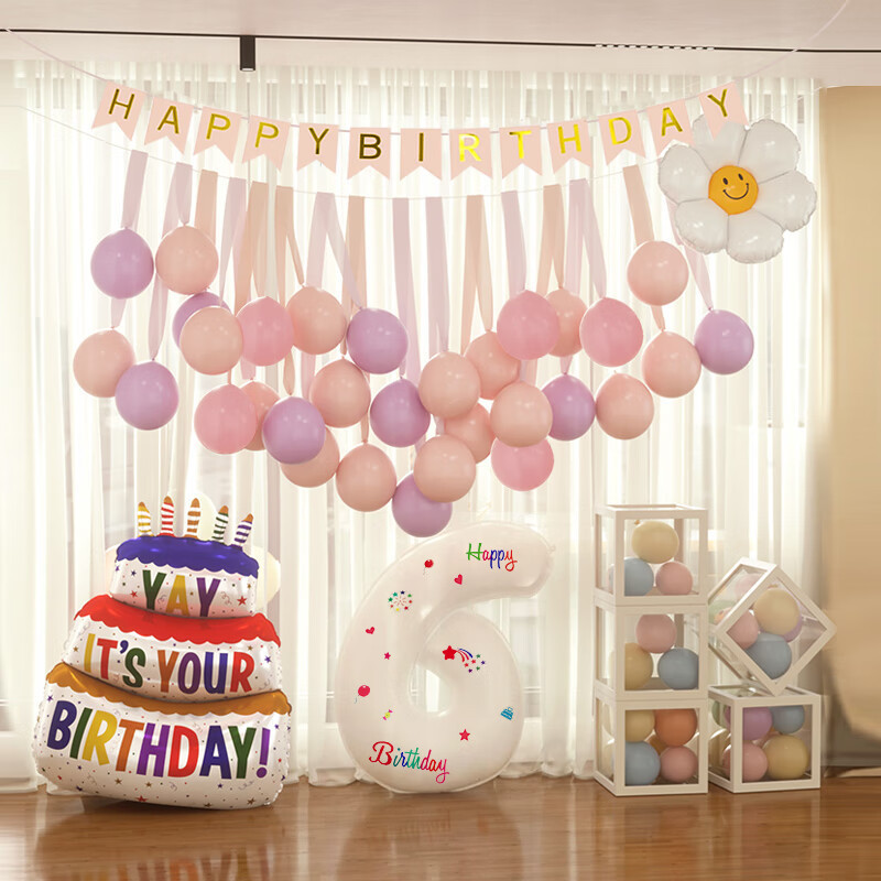 escenario de cumpleaños diseño de globo colorido niña niño bebé aniversario de fiesta decoración de globo fondo pared