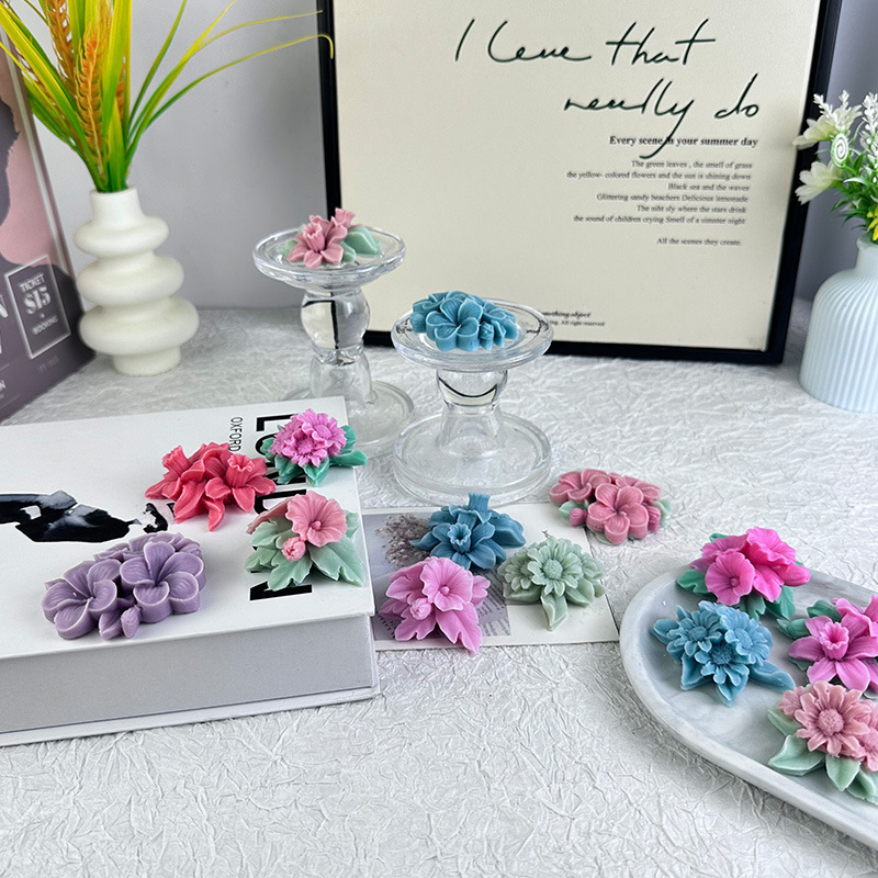DIY 複数の花シリコーン型フォンダンチョコレート朝顔デイジーネプチューンキャンドル石膏型|undefined
