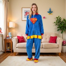 秋冬飞天猫米老鼠3D猫法兰绒家居服柴郡猫卡通连体睡衣男女家居服