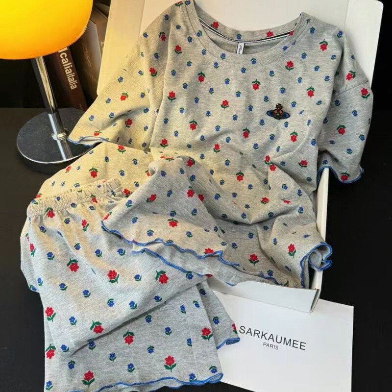Summer Pajamas for Women, Pure Cotton Short-Sleeved, New Summer Style, Thin Pullover, Can Be Worn Outside, Home Wear Set, Wholesale Summer