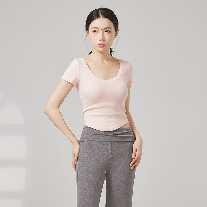 现代舞修身短袖舞蹈服古典舞夏季上衣练功服女成人形体服|undefined