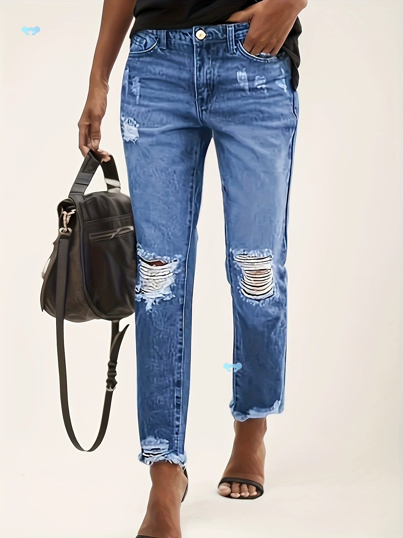 Женские винтажные рваные джинсы-бойфренды с эффектом потертости