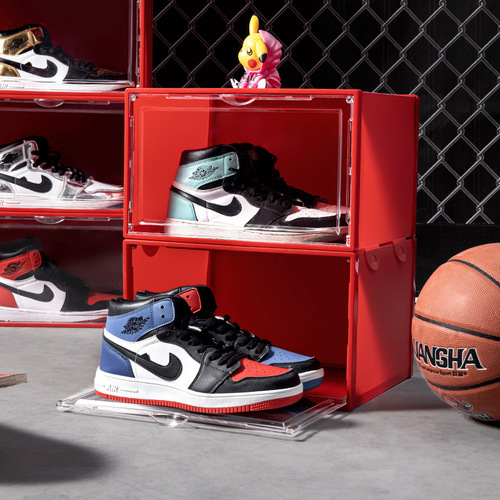 Transparent shoe box aj shoe storage box household drawer-type dust-proof plastic shoe cabinet internet celebrity sneaker shoe wall space saving
