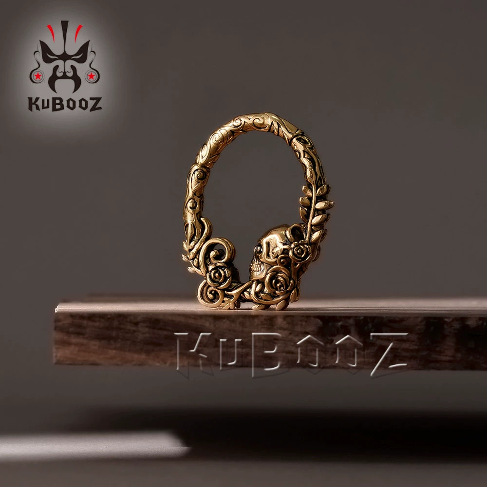 Серьги-кольца зк Stainless steel, череп и флористическая лоза дизайн, диаметр 5 мм