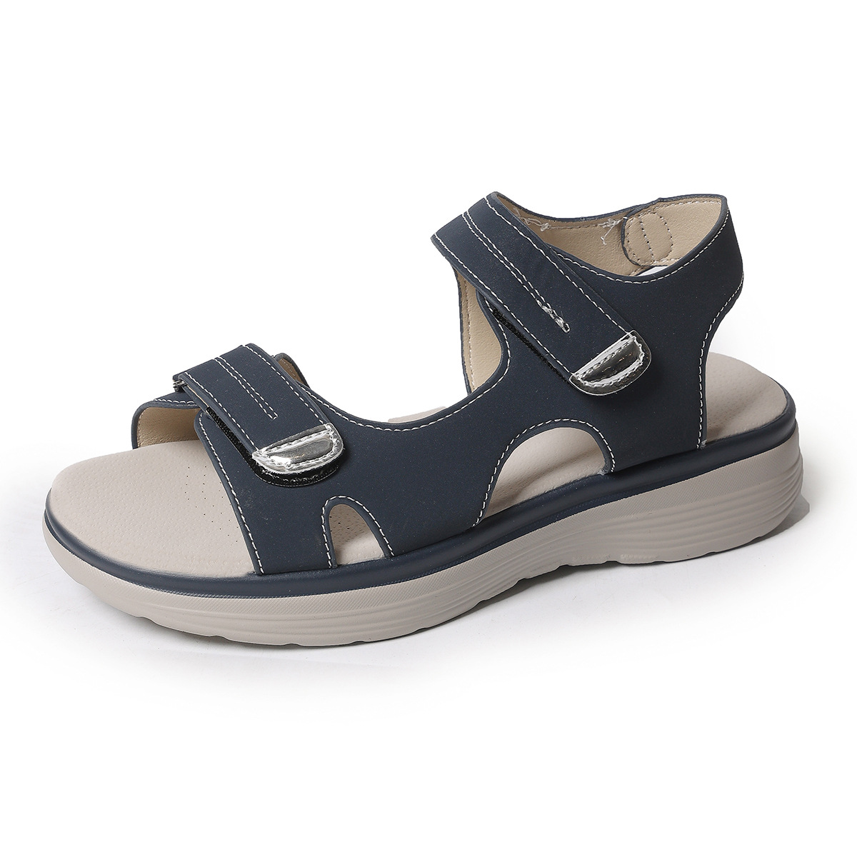 2026 transfronterizo TEMU sandalias casuales de gran tamaño para mujeres de estilo deportivo velcro tipo de una forma transfronterizo confortable sandalias de boca de pez