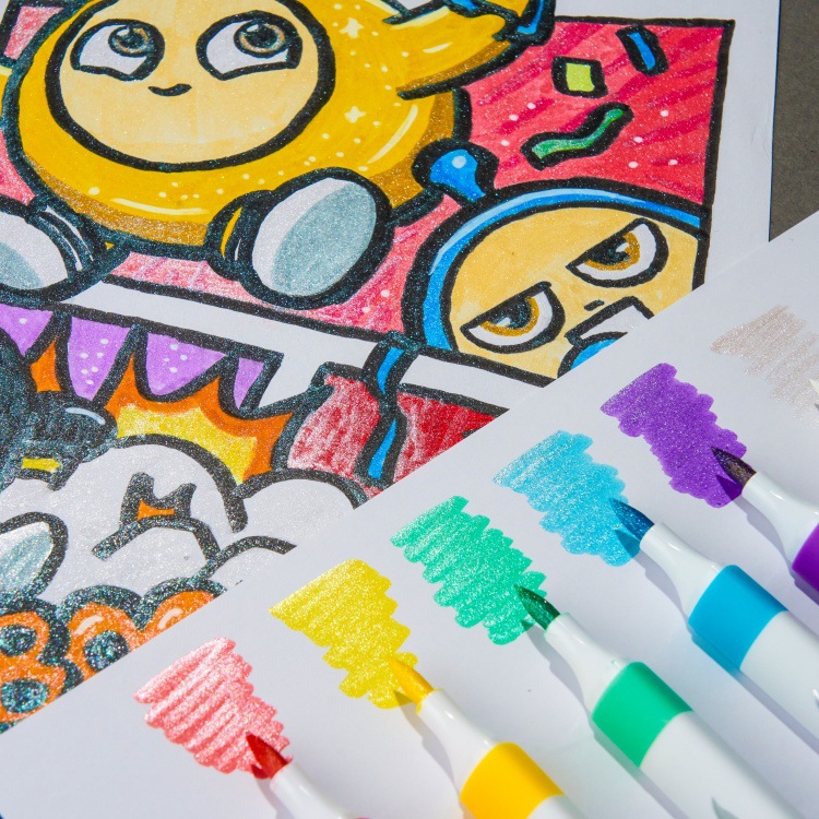 Niños transfronterizos explosivos flash acrílico lápiz de pintura de graffiti estudiantes de escuela primaria lápiz de acrílico flash blando