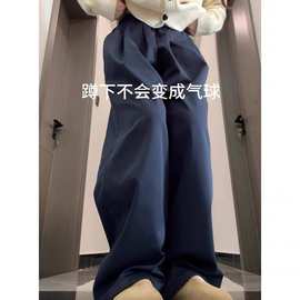 美式阔腿裤休闲山本裤女夏季薄款2024新款高腰宽松bf慵懒风直筒裤