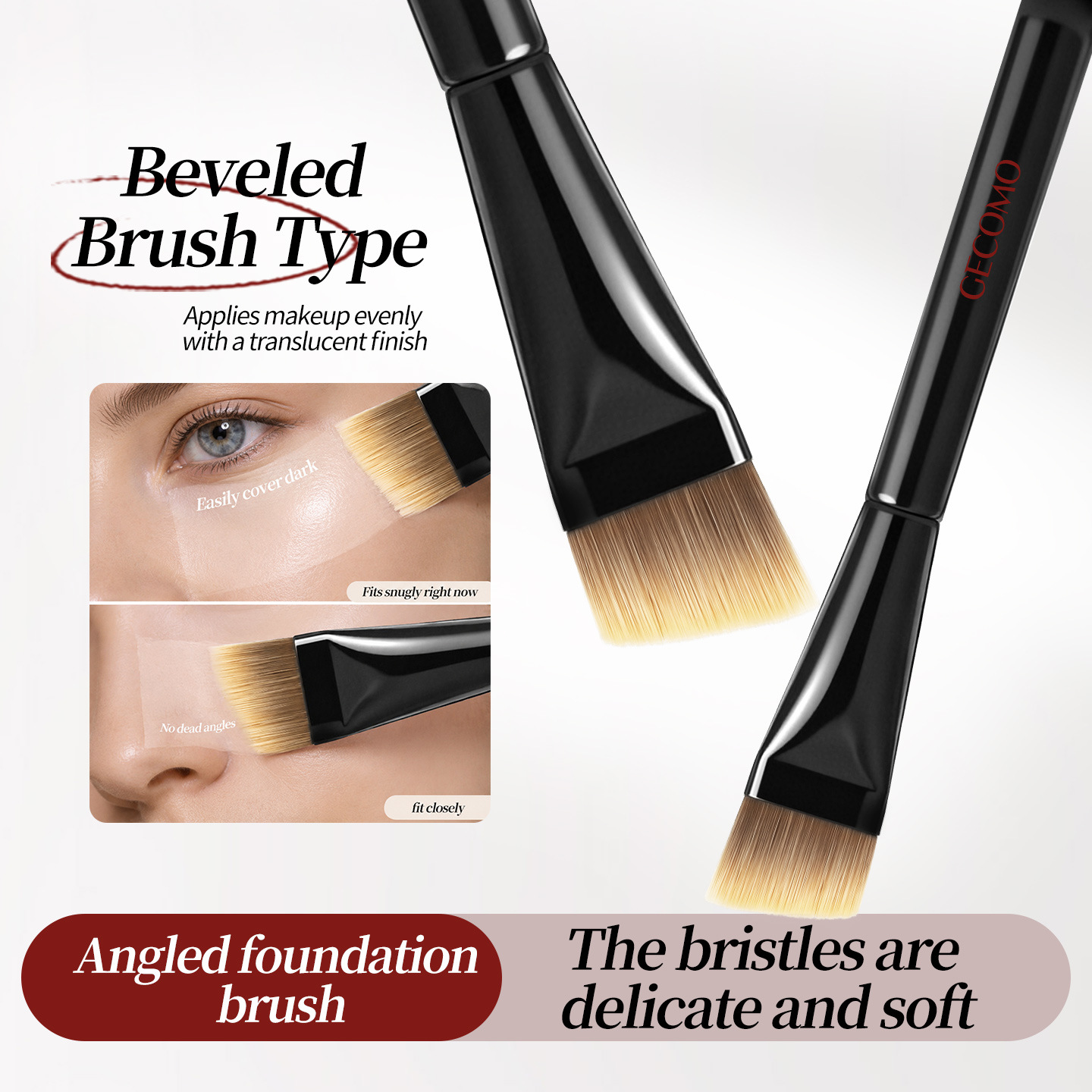 GECOMO inclinado cepillo de base no comer polvo maquillaje especial sin marcas cepillo de base herramientas de maquillaje fábrica al por mayor