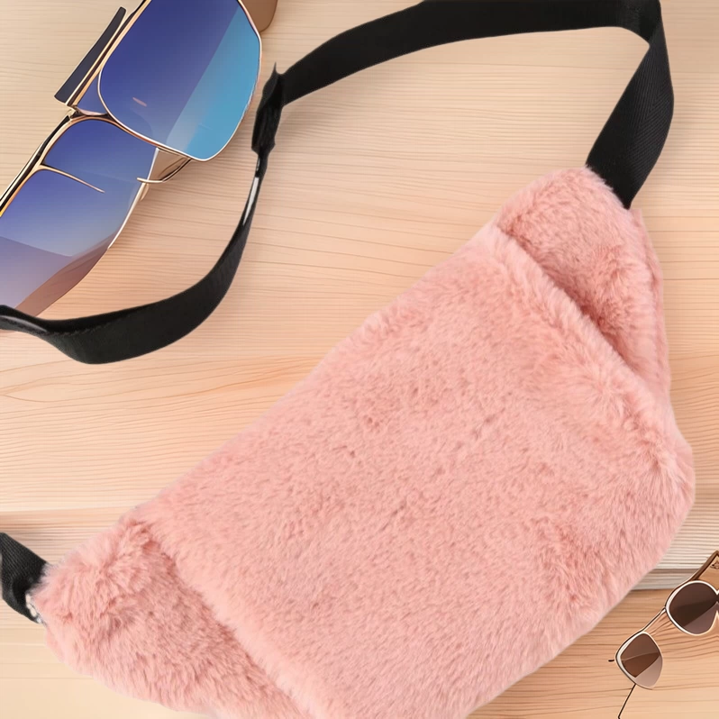 Новая модная нагрудная сумка, популярная поясная сумка для женщин, милая пушистая сумка, регулируемая сумка через плечо, плюшевая мини-сумка.