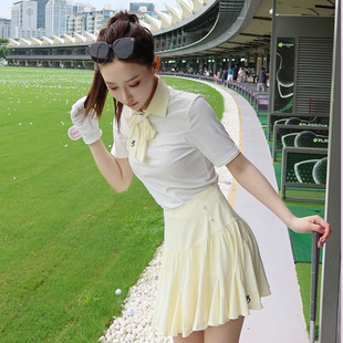 Tashi Golf Women's High-End Fashion Slim Fit Stretch Top Quick-Drying Breathable Sports Short Skirt Set