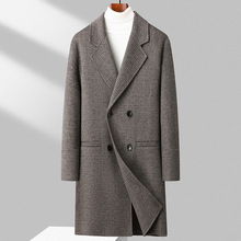 手工2025秋双排扣双面呢羊毛大衣男韩版修身羊绒毛呢外套加厚呢子