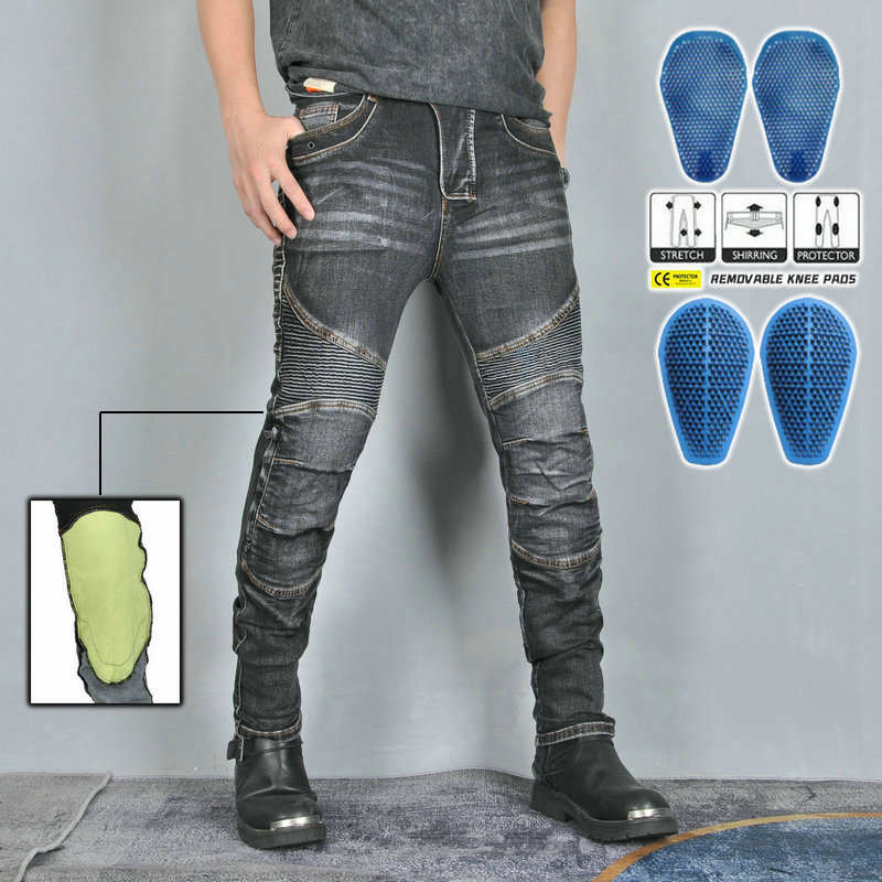 VOLERO motocicleta jeans hombres Kevlar resistente al desgarro motocicleta montar pantalones resistentes a la caída equipo de protección de silicona