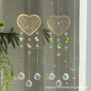 Cross-border PDD Garden Light Collection Jewelry Pastoral Decoration Creative Love Pendant Natural Crystal Sun Catcher Wind Bell