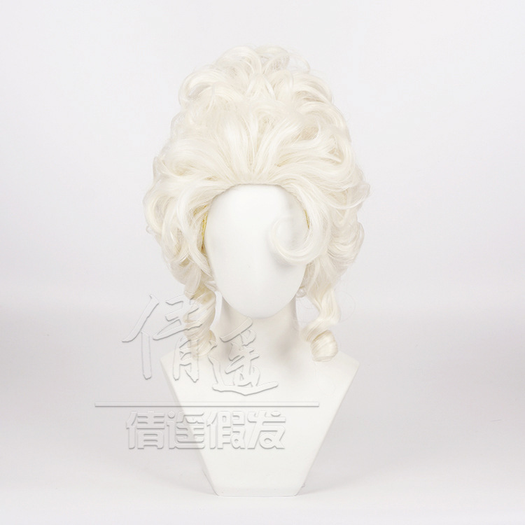 Fluffy curly hair noble Queen Queen court masquerade cos wig in stock high plate long curly wig