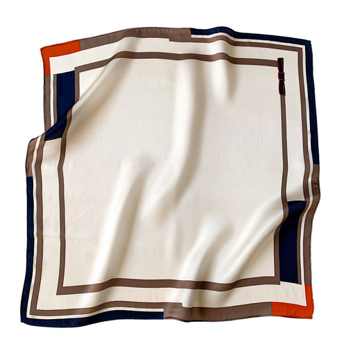 Hangzhou Silk Scarf Silk Small Square Scarf Women's Spring and Autumn Korean Style Border 53cm Silk Scarf Decorative Scarf