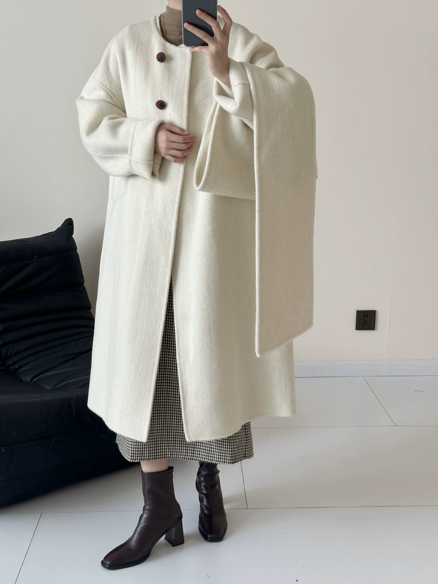 【Хайннинг】Шэн Сяо 2024 осень и зима жакет из yak velvet mulberry silk wool одинарное ревизия шарф-пальто