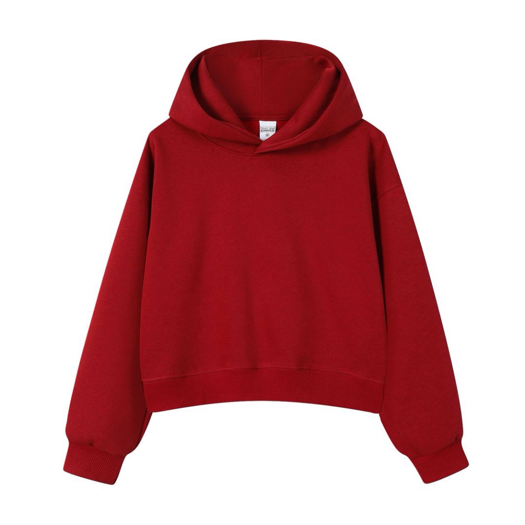 Marca de moda de color sólido con capuchón de plata, camiseta corta de hombro para mujeres otoño y invierno pesado 450g con camiseta con capuchón cálida y casual