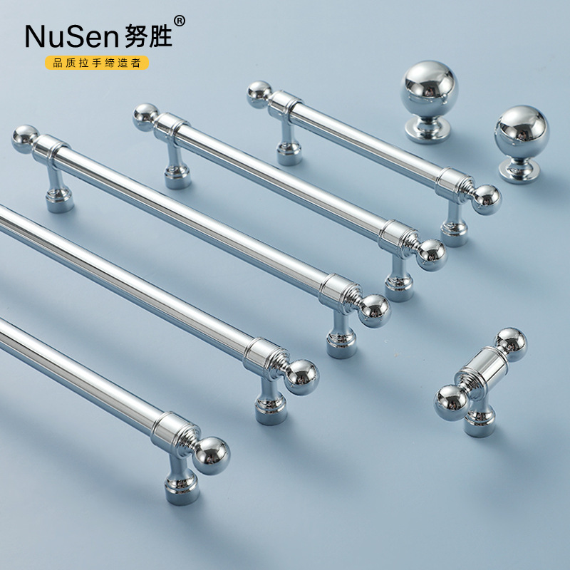 出口意大利法式衣櫃拉手現代輕奢鍍鉻圓球單孔抽屜櫥櫃門全銅拉手