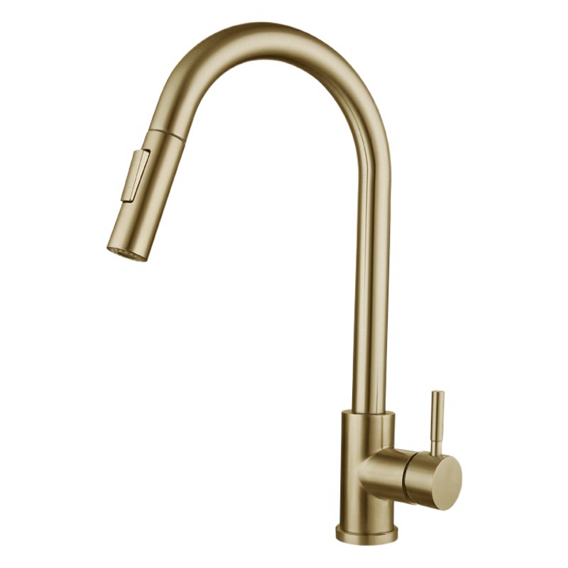 304 grifo de tracción de acero inoxidable grifo telescópico de Cocina de Inducción caliente y fría grifo de Oro Negro cepillado Grifo Táctil