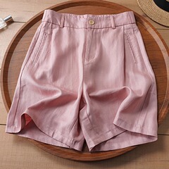 テンセルリネン 2025 新しい夏の女性用ショートパンツ、薄くてゆったり、ファッショナブルで快適なワイドレッグパンツ、多用途の 5 点パンツ