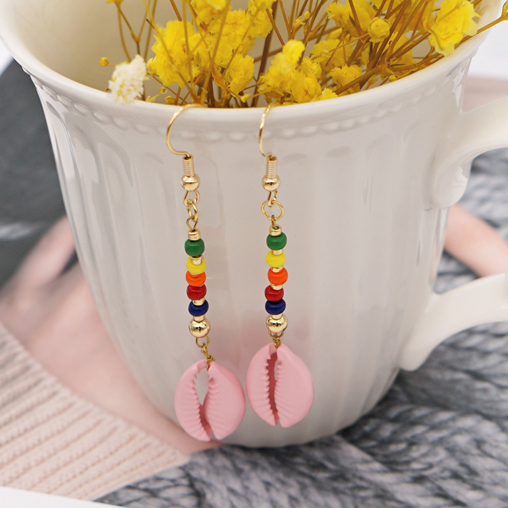 Bohemian Shell Colorful Bead Earrings display picture 11