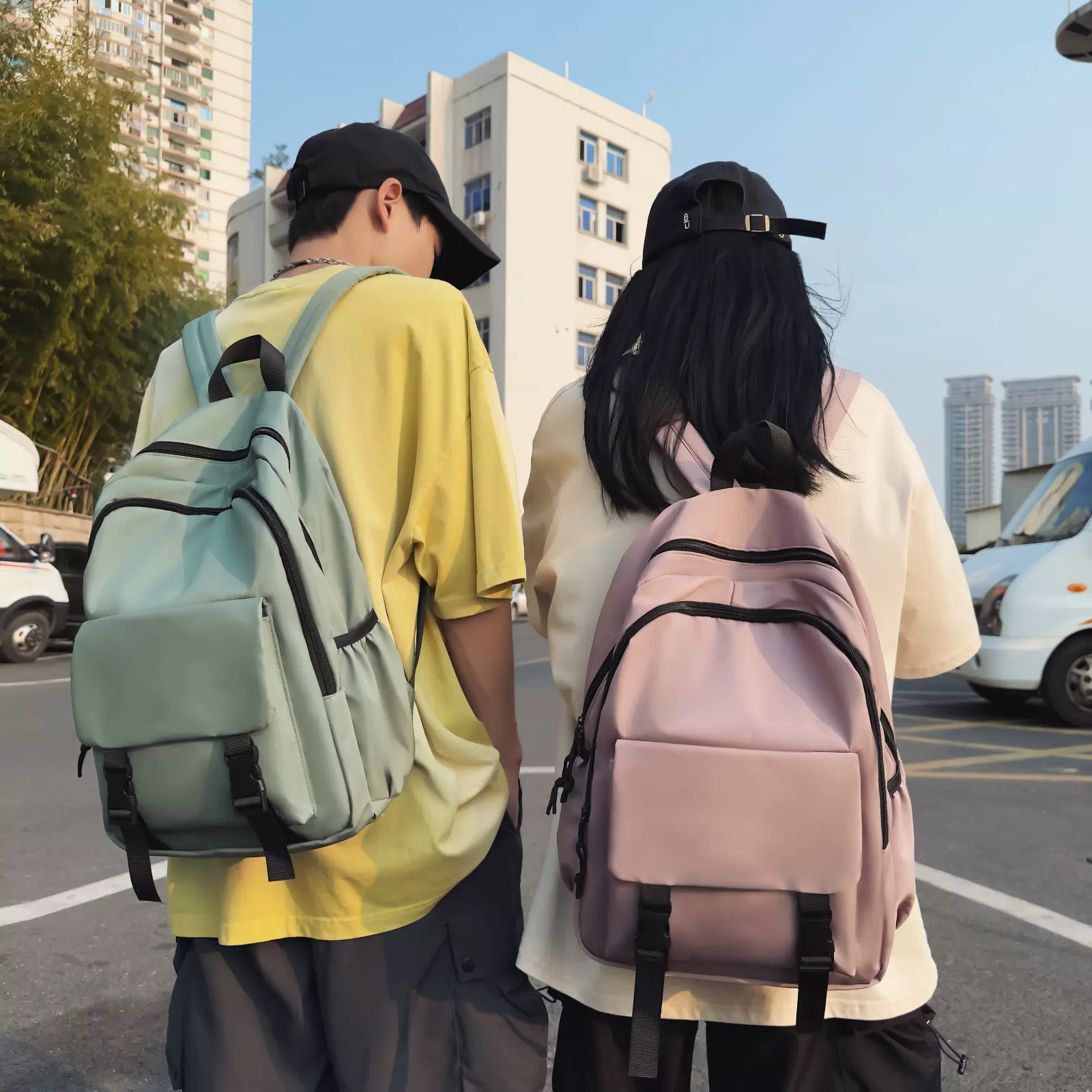 初高中大学生书包尼龙轻便简约通勤学生背包印制LOGO大容量双肩包