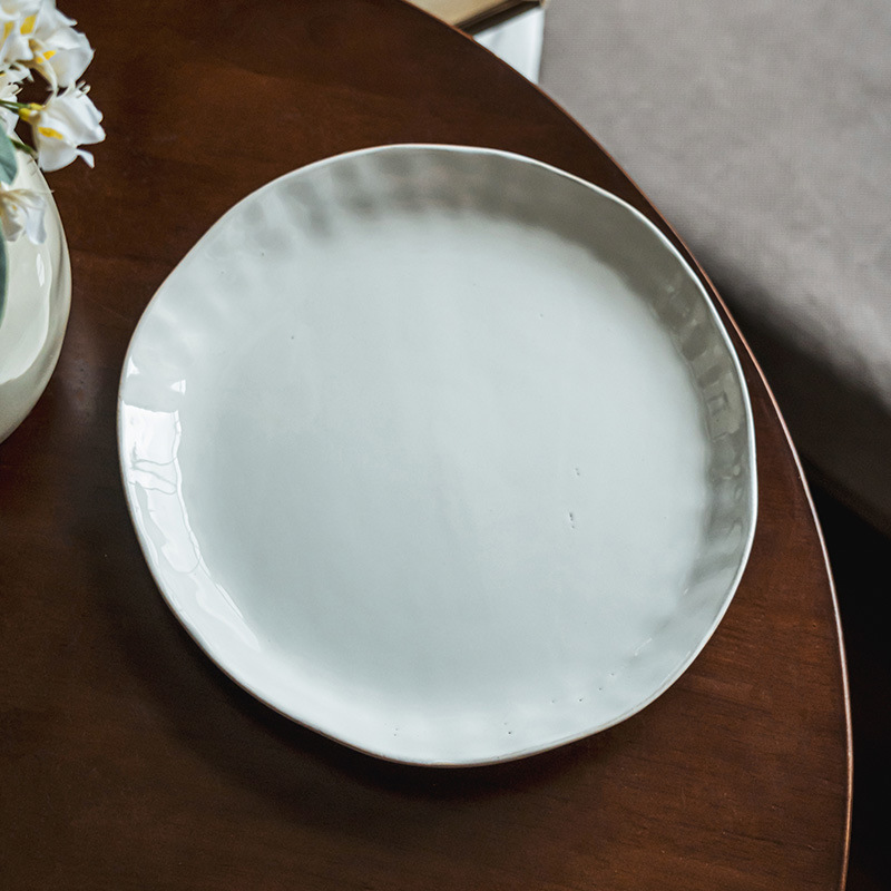 Placa redonda occidental placa de cerámica grande Placa de carne avanzada restaurante occidental bandeja blanca Placa de pasta placa al por mayor