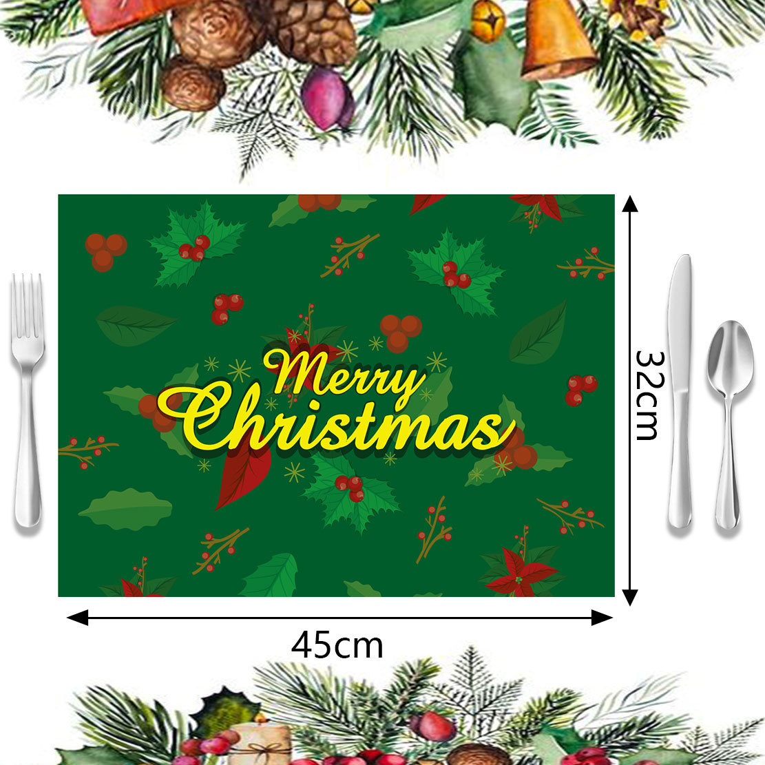 Weihnachtstischsets Leinen Mahlzeit Western Restaurant Isoliermatte Küchendekoration Tischset_voghion.com