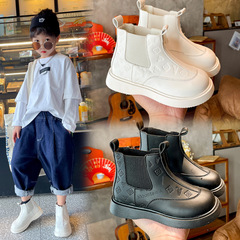 Children's Martin Boots 2024 Autumn New Black Single Boots British Style Fashion Baby Short Boots Boys Soft Sole Leather Boots