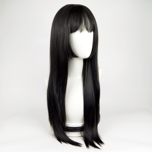 Anime wig for Cosplay Mahou Shoujo Madoka Magica Homura Akemi full headset black princess cut