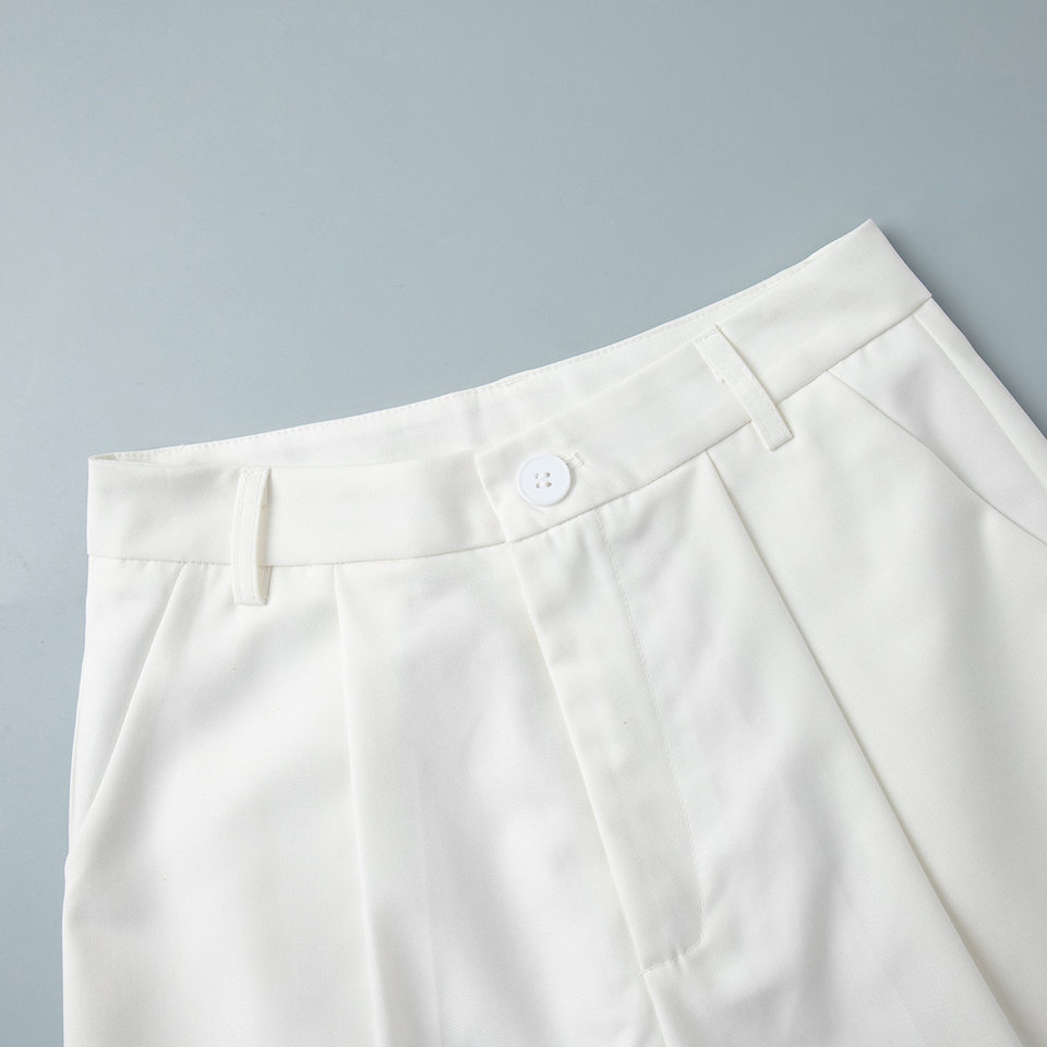 Bộ vest nữ áo gile cổ V cài khuy một hàng kèm quần short ống thẳng — Màu trắng, Màu xám, Màu đen (thêm mới) chi tiết 30