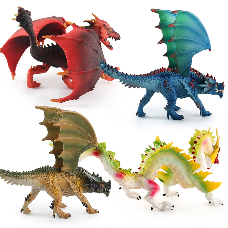 Simulación de exportación transfronteriza antiguo mito modelo de monstruo Dragón volador occidental lava Dragón Batalla Dragón bestia sólida adornos hechos a mano