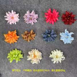 仿真14cm紫兰花头 绢布簪花花头婚庆花墙 diy工艺品礼盒装饰假花