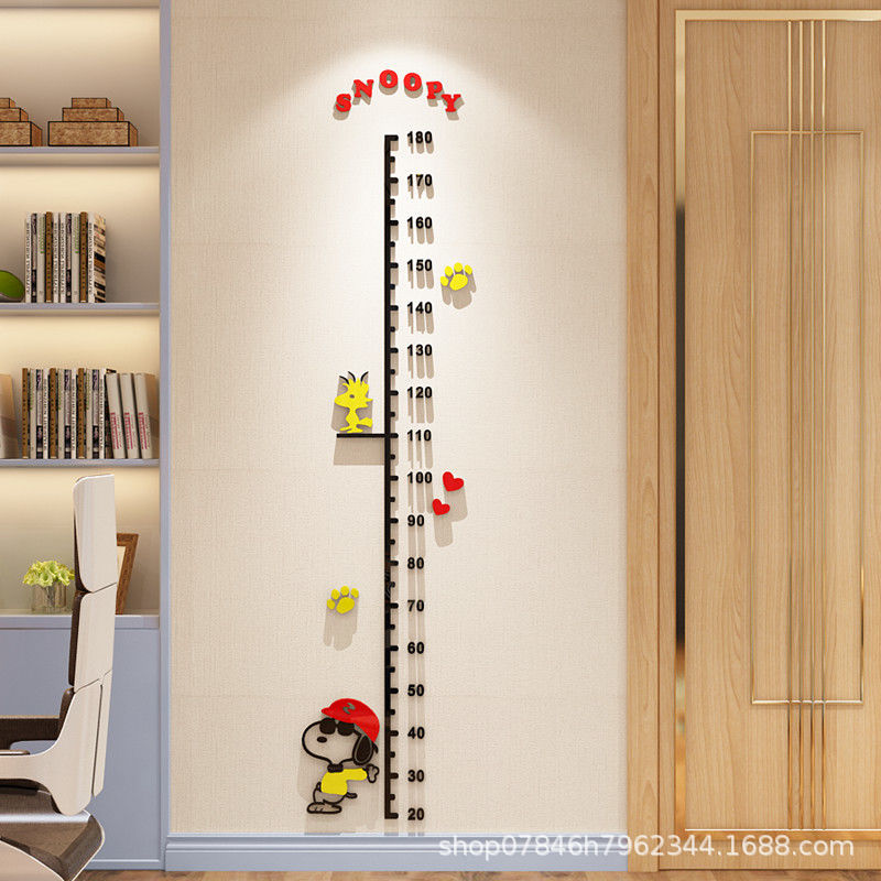 一件代发身高贴纸儿童亚克力3d立体墙贴宝宝房间测量仪卡通可移除