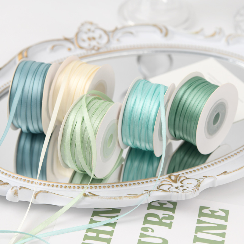 0.3cm Encrypted Double-sided Polyester Ribbon Ribbon Wedding Bow High-end Gift Packaging Silk Ribbon 3mm Thin Ribbon