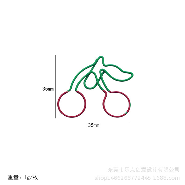 FUENTE Fábrica en stock clasificación de plástico al por mayor Clip de papel de cereza de plástico de dos colores Clip de papel de modelado de almacenamiento de Bill