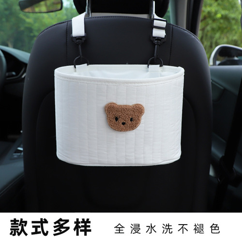 Car seat storage bag Fabric embroidered multifunctional car mounted seat back storage bag Car interior supplies