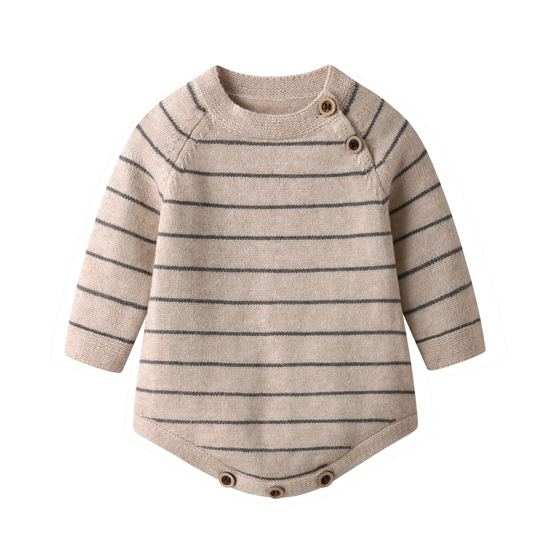 Ins Spring and Autumn New Korean Style Striped Baby Romper Long Sleeve Angora Knitted Crawling Suit Soft and Warm