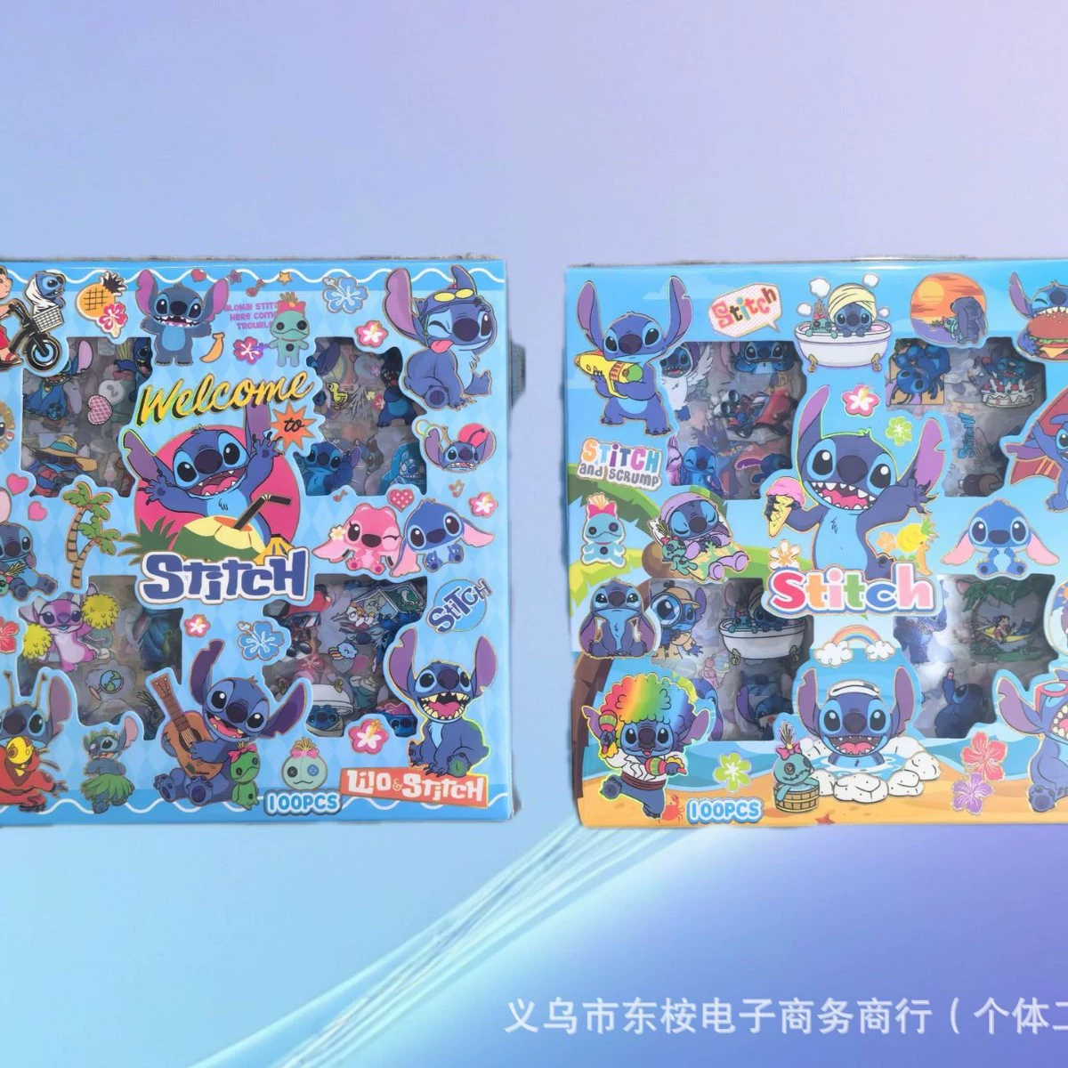 100 штук прозрачных ПЭТ-наклеек в коробке, наклейки для планировщика с мультяшными персонажами Стич и Куроми, оптовые трансграничные мультяшные наклейки.
