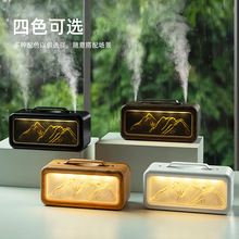 新款雪山加湿器JS23创意壁炉氛围灯家用办公桌面大容量双喷加湿器
