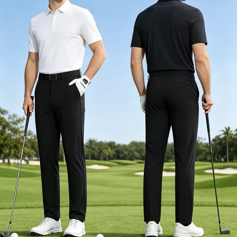 Men's Quick-Dry Golf Pants, Spring and Summer Thin Ice Silk Cool Elastic Dress Pants, Business and Commuting Dual-Use Long Pants