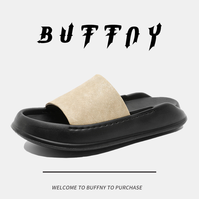 Fashionable Outer Wear Thick-Soled Roman Slippers Frosted Soft Leather One-Line Sandals Casual Wedge Flat Open-Toe Slippers