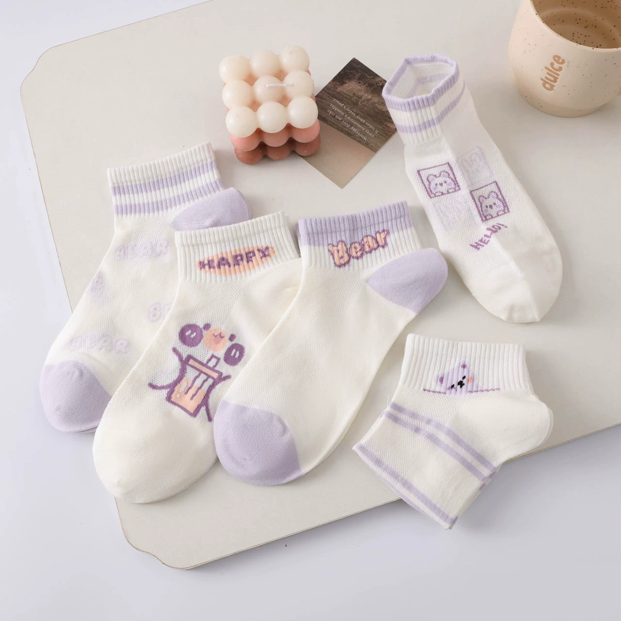 Summer fresh socks, cartoon rabbit, combed cotton